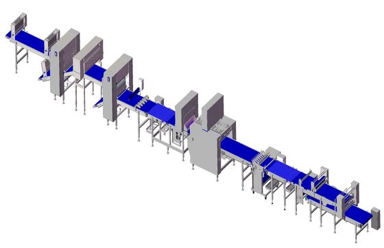 comprare Linea di produzione di congelamento automatica del croissant con 8 l'acciaio inossidabile del depositante 304 degli ugelli fabbricazione online